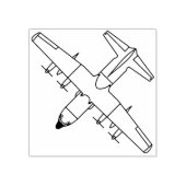 C-130 Hercules Airlift Bovenaanzicht Lijn Houten S Rubberstempel (Afrduk)