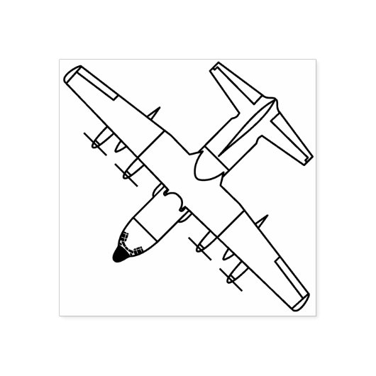 C-130 Hercules Airlift Bovenaanzicht Lijn Houten S Rubberstempel (Afrduk)