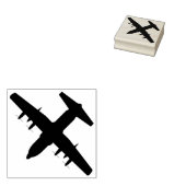 C-130 Hercules Airlift Plane Top Uitzicht Wood Sta Rubberstempel (Gestempeld)