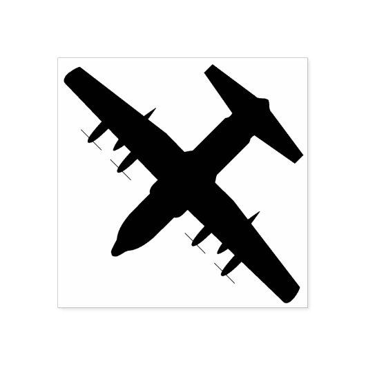 C-130 Hercules Airlift Plane Top Uitzicht Wood Sta Rubberstempel (Afrduk)