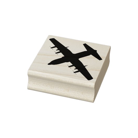 C-130 Hercules Airlift Plane Top Uitzicht Wood Sta Rubberstempel (Stempel)