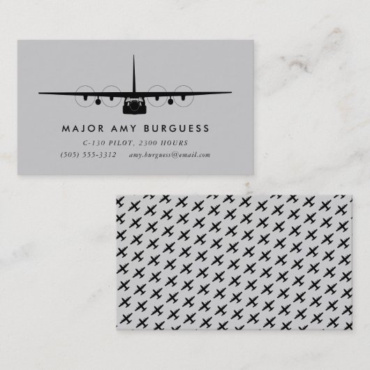 C-130 Hercules Pilot Grey Visitekaartje (Voorkant / Achterkant)