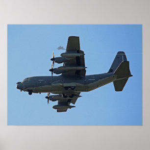 C-130 Hercules Plane met F-35 Silhouette Poster