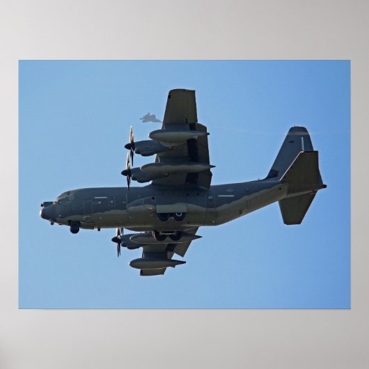 C-130 Hercules Plane met F-35 Silhouette Poster (Voorkant)