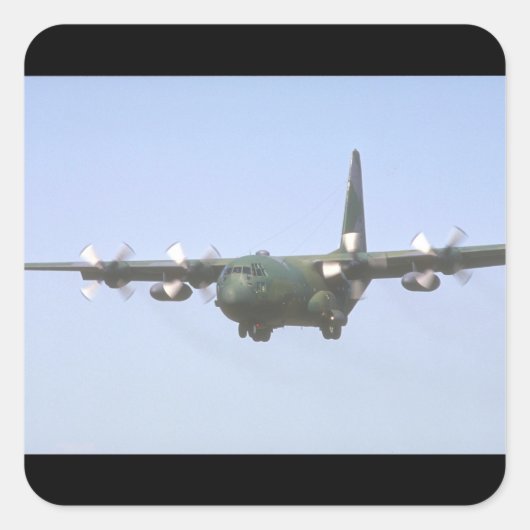 C-130 Hercules Transport_Militair Vliegtuig Vierkante Sticker (Voorkant)