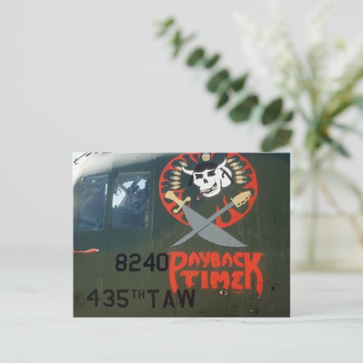 C-130 HERCULES TRANSPORT VLIEGTUIG NOSE ART BRIEFKAART (Staand voorkant)