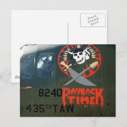 C-130 HERCULES TRANSPORT VLIEGTUIG NOSE ART BRIEFKAART (Voorkant / Achterkant)