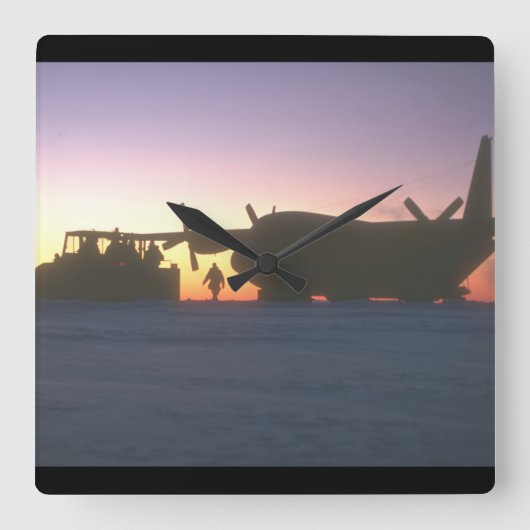 C-130 Hercules transport wordt militair Vliegtuig Vierkante Klok (Voorkant)