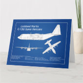 C-130 Hercules - Vliegtuigblauwdruk plannen ABD Bedankkaart (Voorkant)