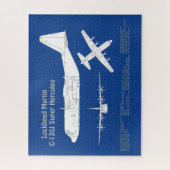 C-130 Hercules - Vliegtuigblauwdruk plannen ABD Legpuzzel (Verticaal)