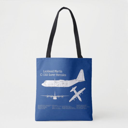 C-130 Hercules - Vliegtuigblauwdruk plannen ABD Tote Bag (Voorkant)