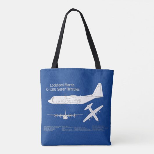 C-130 Hercules - Vliegtuigblauwdruk plannen ABD Tote Bag (Achterkant)