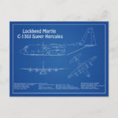 C-130 Hercules - Vliegtuigblauwdruk Plannen AD Briefkaart (Voorkant)