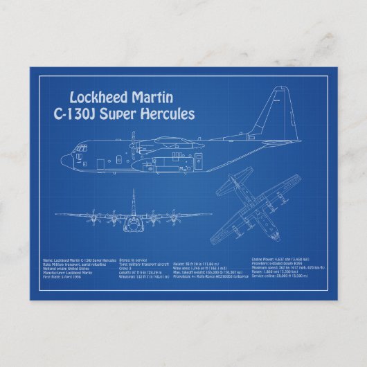 C-130 Hercules - Vliegtuigblauwdruk Plannen AD Briefkaart (Voorkant)