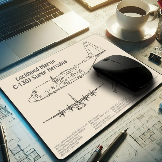 C-130 Hercules - Vliegtuigblauwdruk Plannen AD Muismat