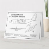 C-130 Hercules - Vliegtuigblauwdruk Plannen BD Bedankkaart (Voorkant)