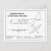 C-130 Hercules - Vliegtuigblauwdruk Plannen BD Briefkaart (Voorkant)