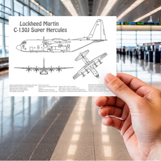 C-130 Hercules - Vliegtuigblauwdruk Plannen BD Briefkaart