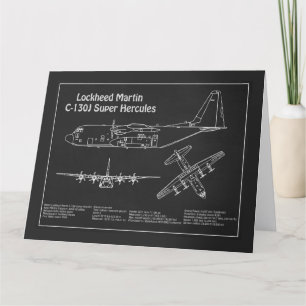 C-130 Hercules - Vliegtuigblauwdruk Plannen PD Bedankkaart