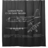 C-130 Hercules - Vliegtuigblauwdruk Plannen PD Douchegordijn (Voorkant)