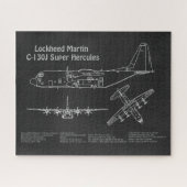 C-130 Hercules - Vliegtuigblauwdruk Plannen PD Legpuzzel (Horizontaal)