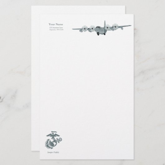 C-130 USMC Aviation Stationery Briefpapier (Voorkant / Achterkant)