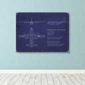 C-130H Blauwdruk op Canvas Afdruk (Insitu (Houten vloer))