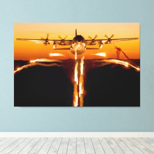 C-130H HERCULES 32x48 Canvas Afdruk (Insitu (Houten vloer))