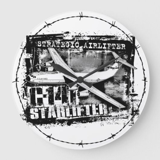 C-141 Starlifter Grote Klok Acryl Wandklok (Voorkant)