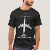 C-141 Starlifter Militaire Airlifter Vliegtuig Sil T-shirt (Voorkant)