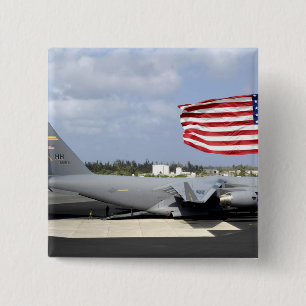 C-17 Globemaster III zit op de vlieglijn Vierkante Button 5,1 Cm