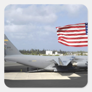 C-17 Globemaster III zit op de vlieglijn Vierkante Sticker