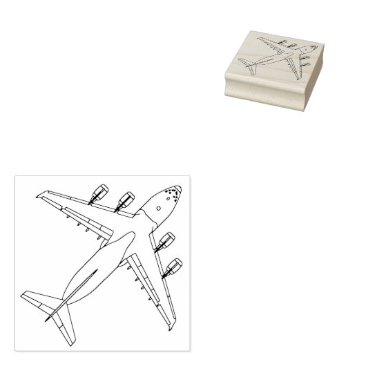 C-17 Globemaster Line Art Rubber Stempel (Gestempeld)