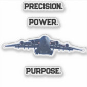 C-17 GLOBEMASTER PRECIES KRACHTIG DOELGERICHT STICKER (Voorkant)