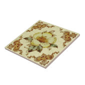 c.1890 Victoriaans Floral Reproduction Transferwar Tegeltje (Zijkant)