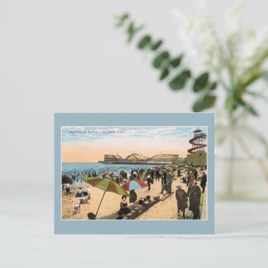  C 1910 Beach scène Long Beach CA Briefkaart (Staand voorkant)