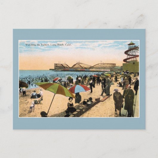 C 1910 Beach scène Long Beach CA Briefkaart (Voorkant)