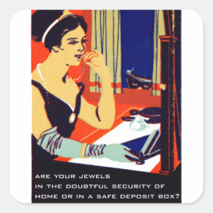 C. 1915 is Uw Brandkast van Juwelen Vierkante Sticker