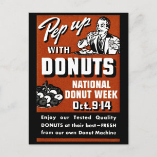 C. 1935 Pep up with Donuts Poster Briefkaart