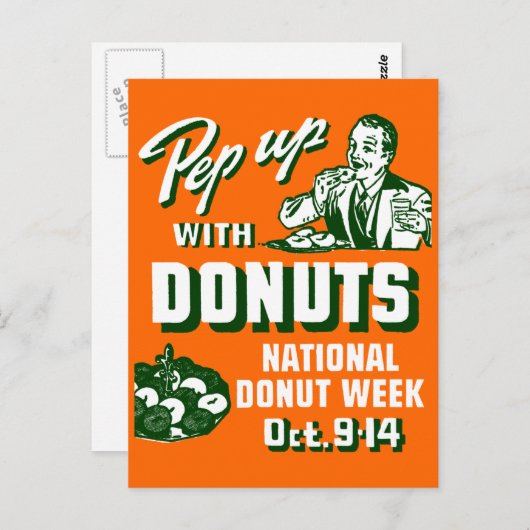 C. 1935 Pep up with Donuts Poster Briefkaart (Voorkant / Achterkant)