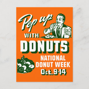 C. 1935 Pep up with Donuts Poster Briefkaart