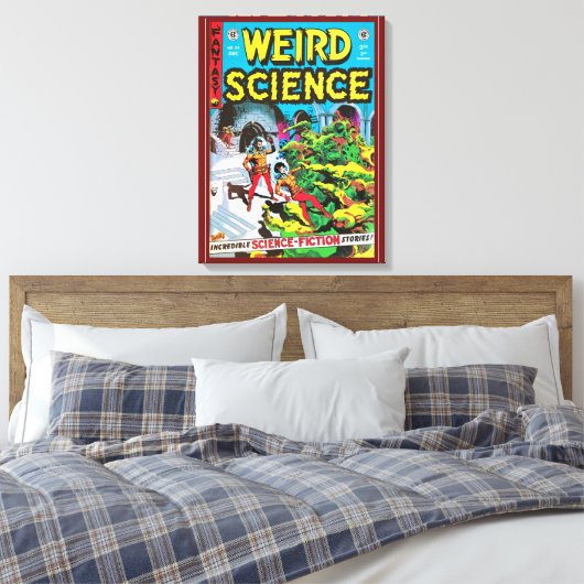 C 1950S STRIPBOEK HOESJE 'WEIRD SCIENCE' CANVAS AFDRUK (Insitu (Slaapkamer))