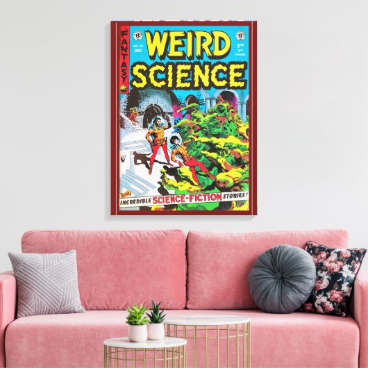 C 1950S STRIPBOEK HOESJE 'WEIRD SCIENCE' CANVAS AFDRUK (Insitu (Woonkamer))