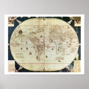 C 2487 Map of the World, ontworpen door Sebastien Poster