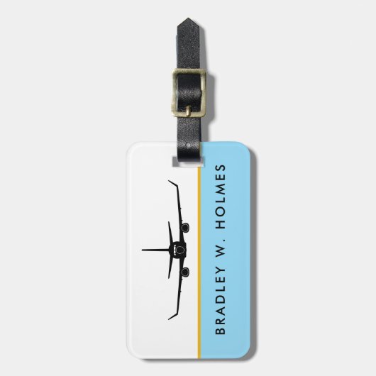 C-40 737 Silhouette Pilot Business Bagagelabel (Voorkant verticaal)