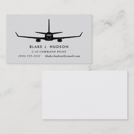 C-40 737 Silhouette Pilot Visitekaartje (Voorkant / Achterkant)