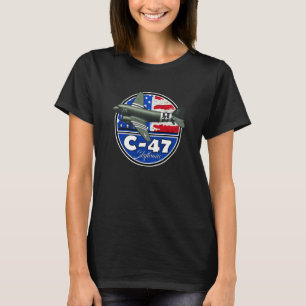 C 47 SkyTrain DC 3 Dakota Op Amerikaanse Vlag T-shirt