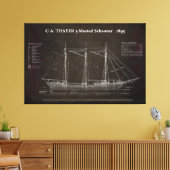 C.A. THAYER 3-Mastered Schooner Blauwdruk 1895 Canvas Afdruk (Insitu (Woonkamer))