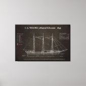 C.A. THAYER 3-Mastered Schooner Blauwdruk 1895 Canvas Afdruk (Voorkant)