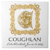 "C" achternaam bruiloft Jubileum Dag Monogram Tege Tegeltje (Voorkant)